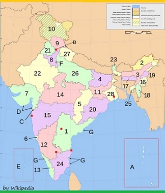 インド地域別地図